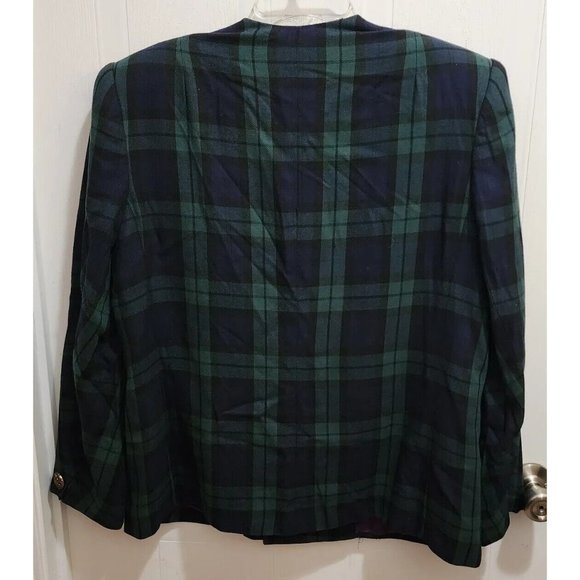 Vtg Classic Suits Inc Elegant Classics Women's Blazer Jacket Blue/Green Plaid 16 - Picture 8 of 10
